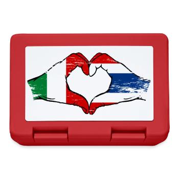 Italie Drapeau Thaïlande mains forme coeur utilisé - Boîte à goûter - rouge - Devant