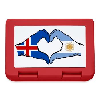 Islande Argentine Drapeau Mains Coeur Forme - Boîte à goûter - rouge - Devant