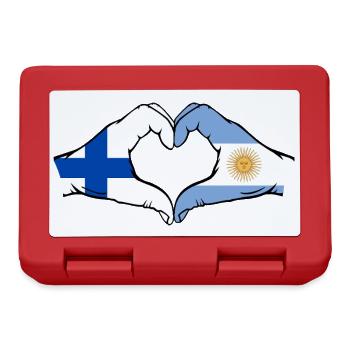 Finlande Argentine Drapeau Mains Coeur Forme - Boîte à goûter - rouge - Devant