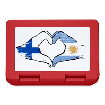 Finland Argentina Flag Hands Heart Shape Used - Lunchbox - red - Front