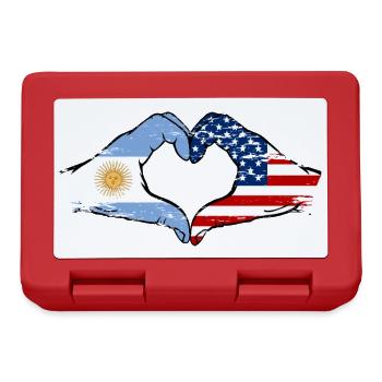 Argentina USA Flag Hands Heart Shape Used - Lunchbox - red - Front