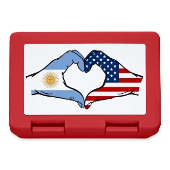 Argentine États-Unis Drapeau Mains Coeur Forme - Boîte à goûter - rouge - Devant