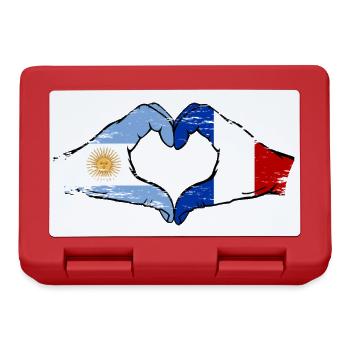 Argentina France Flag Hands Heart Shape Used - Lunchbox - red - Front