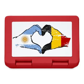 Argentina Belgium Flag Hands Heart Shape Used - Lunchbox - red - Front