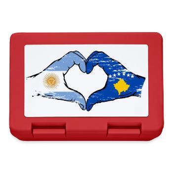 Argentina Kosovo flag hands heart shape used - Lunchbox - red - Front
