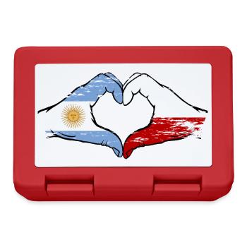 Argentina Poland Flag Hands Heart Shape Used - Lunchbox - red - Front