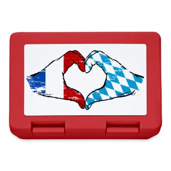 France Bavaria Flag Hands Heart Shape Used - Lunchbox - red - Front