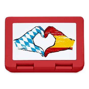 Bayern Spanien Flagge Hände Herzform used - Brotdose - Rot - Vorne