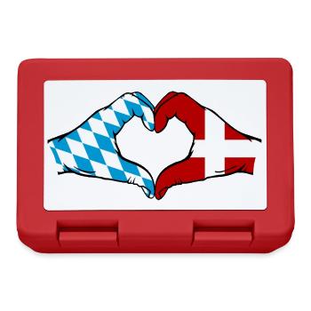 Bavière, Danemark, Drapeau, Mains, Coeur - Boîte à goûter - rouge - Devant