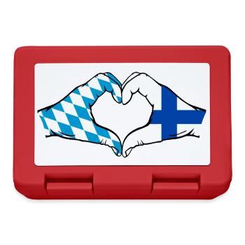 Bavière, Finlande, Drapeau, Mains, Coeur - Boîte à goûter - rouge - Devant