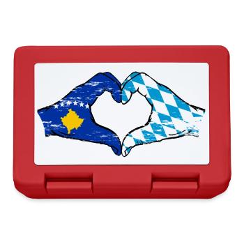 Kosovo Bavaria Flag Hands Heart Shape Used - Lunchbox - red - Front