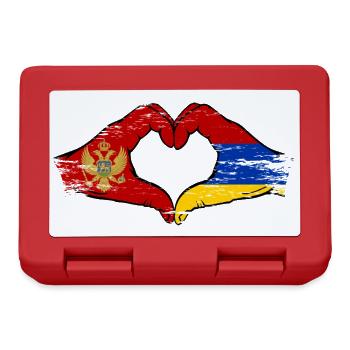 Montenegro Armenia flag hands heart shape used - Lunchbox - red - Front