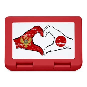 Montenegro Japan Flag Hands Heart Shape Used - Lunchbox - red - Front