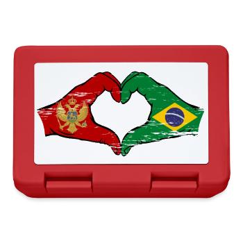 Montenegro Brazil Flag Hands Heart Shape Used - Lunchbox - red - Front