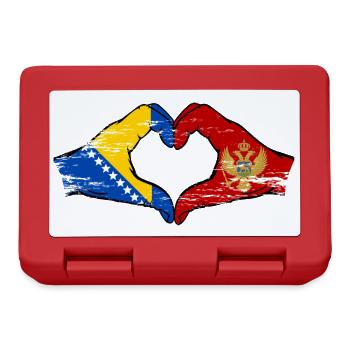 Bosnia Montenegro flag hands heart shape used - Lunchbox - red - Front