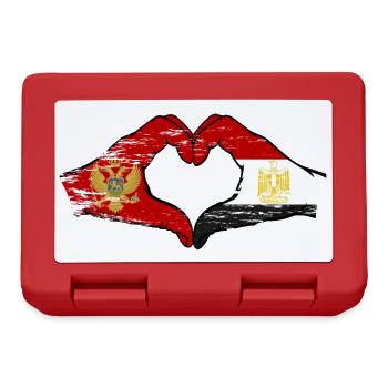 Montenegro Egypt Flag Hands Heart Shape Used - Lunchbox - red - Front