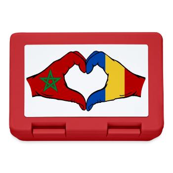 Maroc Roumanie Drapeau Mains Coeur Forme - Boîte à goûter - rouge - Devant