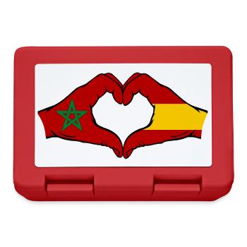 Maroc Espagne Drapeau Mains Coeur Forme - Boîte à goûter - rouge - Devant