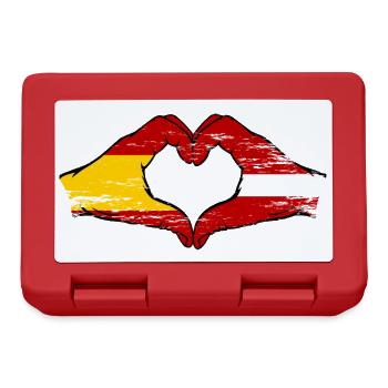 Espagne Lettonie drapeau mains forme de coeur utilisé - Boîte à goûter - rouge - Devant