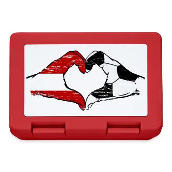 Austria Football Flag Hands Heart Shape Used - Lunchbox - red - Front
