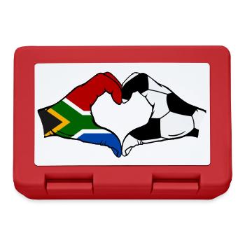 Afrique du Sud Football Drapeau Mains Coeur Forme - Boîte à goûter - rouge - Devant