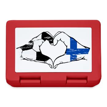 Finlande Football Drapeau Mains Coeur Forme Utilisé - Boîte à goûter - rouge - Devant