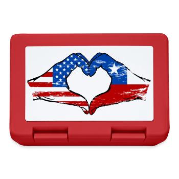 USA Chile Flagge Haende Herzform used - Brotdose - Rot - Vorne