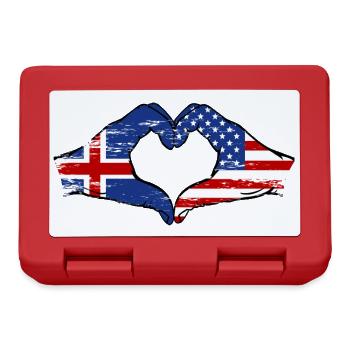 Iceland USA Flag Hands Heart Shape Used - Lunchbox - red - Front