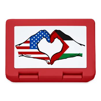 États-Unis Palestine Drapeau Mains Forme Coeur - Boîte à goûter - rouge - Devant