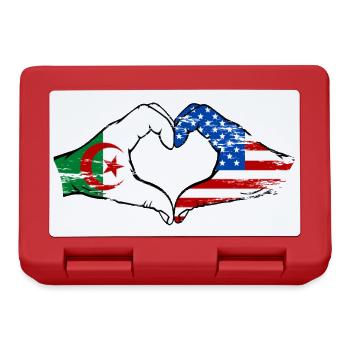 Algerien USA Flagge Haende Herzform used - Brotdose - Rot - Vorne