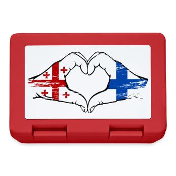 Georgien Finnland Flagge Haende Herzform used - Brotdose - Rot - Vorne