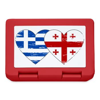 Grèce Géorgie Drapeau Coeur Utilisé - Boîte à goûter - rouge - Devant