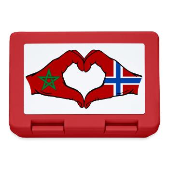 Maroc Norvège Drapeau Mains Coeur Forme - Boîte à goûter - rouge - Devant