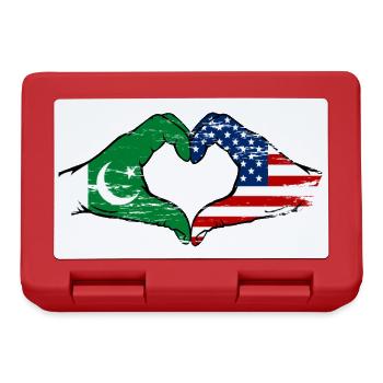 Pakistan USA Flag Hand Heart Shape Used - Lunchbox - red - Front