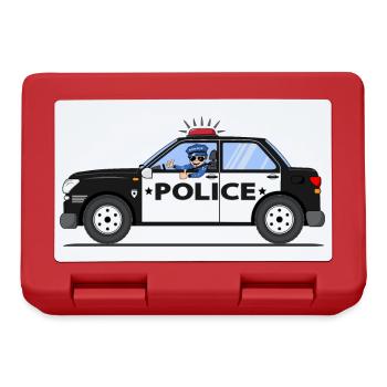 Police car with policeman black and white - Lunchbox - red - Front
