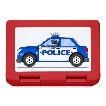 Police car Police with policeman blue and white - Lunchbox - red - Front
