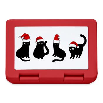 black cat in christmas - Lunchbox - red - Front