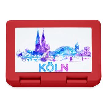 Köln Stadt Skyline Blau Purpur - Brotdose - Rot - Vorne