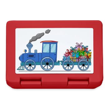 Kinderzug Eisenbahn mit Anhänger in blau - Brotdose - Rot - Vorne