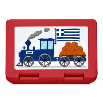 Greece Flag Basketball Railway - Lunchbox - red - Front