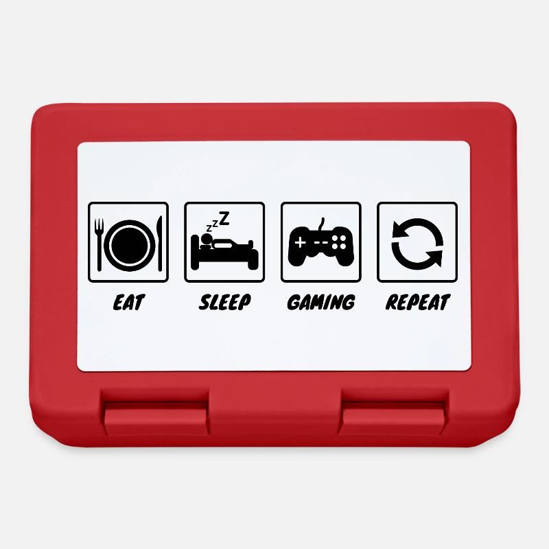 Eat sleep gaming repeat - Lunchbox - red
