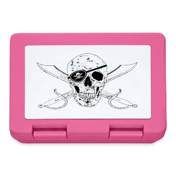 Pirate flag Jolly Roger m eye patch - Lunchbox - pink - Front