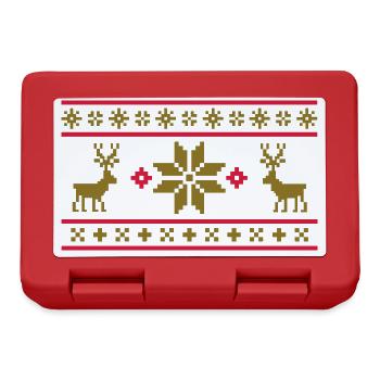 Norwegian pattern (winter) 05.1 - Lunchbox - red - Front