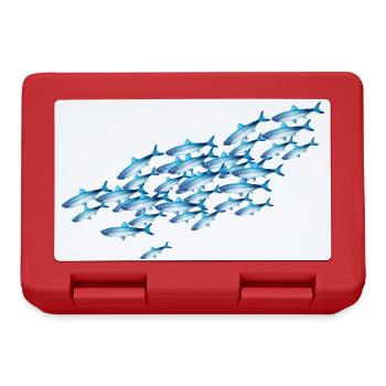 Leuchtender blauer Fischschwarm im Wasser - Brotdose - Rot - Vorne