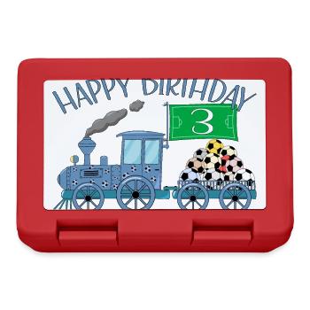 Children's Train Railway Happy Birthday Football 3 - Lunchbox - red - Front
