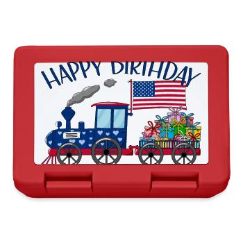 Joyeux anniversaire USA Flag Cadeaux Chemin de fer - Boîte à goûter - rouge - Devant