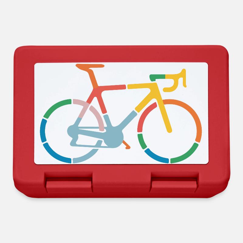 Colorful Bicycle Line Art Design - Lunchbox - red