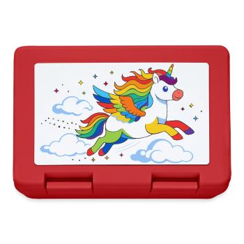Licorne arc-en-ciel volante – Motif magique - Boîte à goûter - rouge - Devant