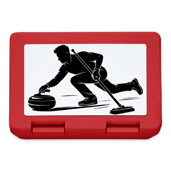Curling Spieler Sport Wintersport Eis Präzision - Lunchbox - red - Front