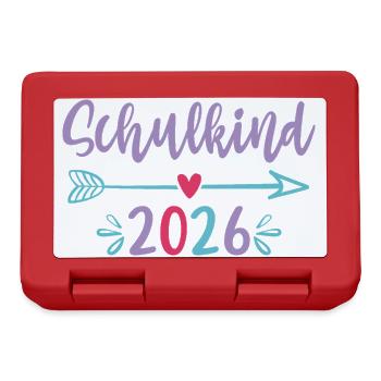 Schulkind 2026 Erstklässlerin Mädchen Geschenkidee - Brotdose - Rot - Vorne